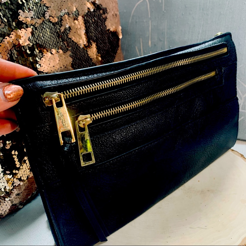 BANANA REPUBLIC Clutch Vegan Leather Black Purse